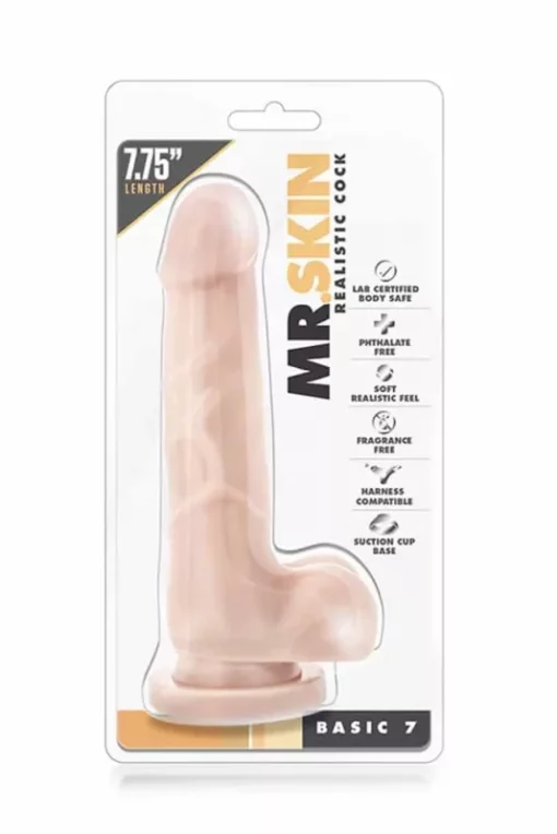 Realisztikus herés, világos dildó Mr.Skin Realistic Cock Basic 19,7 cm