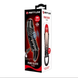 Péniszhosszabbító rezgéssel fekete, Penis sleeve cecilia