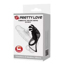Tölthető vibráló péniszgyűrű Pretty Love vibrant penis ring ruben black