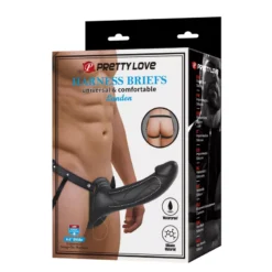 Felcsatolható, üreges, fekete dildó Pretty Love Landon Harness Briefs Black 16,7 cm