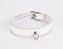 Nyakörv fehér Patent leather with lamb leather