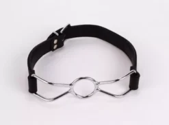 Szájterpesz fekete Stainless steel mouth spreader with leather strap