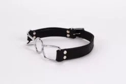 Szájterpesz fekete Stainless steel mouth spreader with leather strap