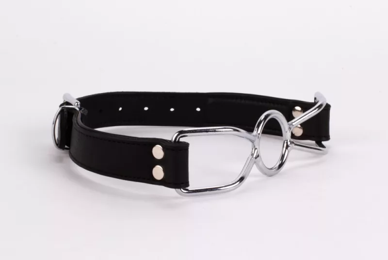 Szájterpesz fekete Stainless steel mouth spreader with leather strap