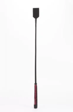 Lovaglópálca Nylon stick with neon strip and goat kid leather handle nubuck leather black