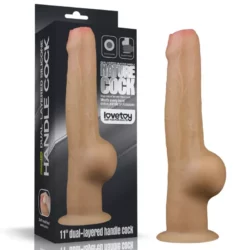 Realisztikus kétrétegű szilikon herés dildó markolattal 16 cm 11'' Handle Cock