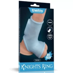 Vibrátoros pénisz és here köpeny Vibrating silk knights ring with scrotum sleeve blue