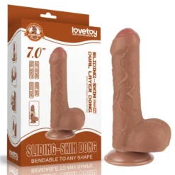 LoveToy – Sliding Skin realisztikus világosbarna bőrös dildó (17,8 cm 7")