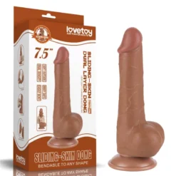 LoveToy – Sliding Skin realisztikus világosbarna bőrös dildó (19 cm 7,5")