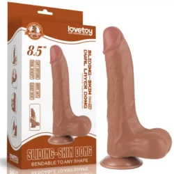 LoveToy – Sliding Skin realisztikus világosbarna bőrös dildó (21,6 cm 8,5")