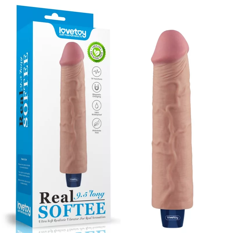 Realisztikus vibrátor 9.5" real softee rechargeable vibrating dildo(flesh)