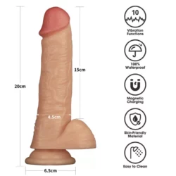 Realisztikus, letapasztható, tölthető, vízálló vibrátor 20 cm 8'' Vibrating Power Basics Cock