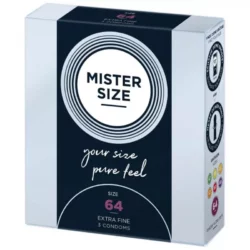 Mister Size 64. 3 db egyedi méretű, extra vékony óvszer (64 mm)