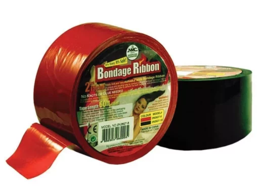 Piros PVC kötöző szalag Bondage Ribbon 5cm/18mtr Red