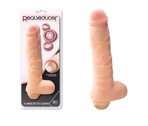Vibrátoros herés pénisz Real seducer flexible vibrating dong 19 cm