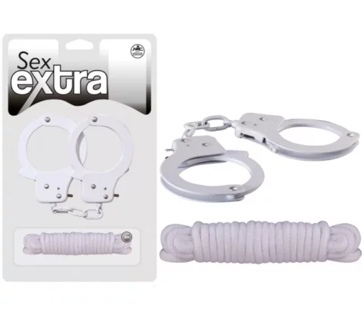 Fém bilincs és kötöző fehér Sex extra metal cuffs & love rope fehér