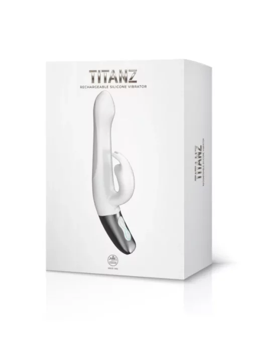 Csiklókaros G pont vibrátor Titanz 8.5" silicone rechargeable vibrator in ivory white