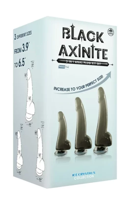 Letapasztható dildó készlet 3db os Black Axinite 3 in 1 Anal Plug Kit Set IV