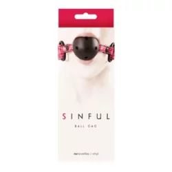 Sinful ball gag pink. légzőfuratos latex szájpecek rózsaszín 4 cm