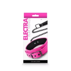 Rózsaszín nyakörv és láncos póráz Electra Collar & Leash Pink