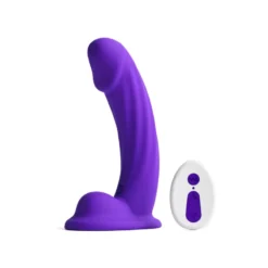 Távirányítós, ívelt szilikon dildó 15 cm Colours Curve Vibrating 6" Dildo purple