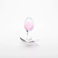 Kis méretű szilikon plug rózsaszín üveg gömbbel Cosmic Glams small pink