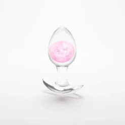 Közepes méretű szilikon plug rózsaszín üveg gömbbel Cosmic Glams medium pink