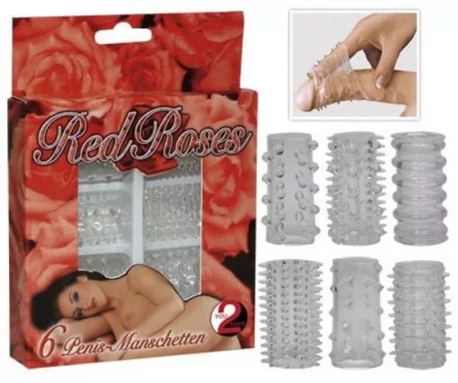 Péniszmandzsetta szett Red Roses Penis Ring Set 6 pcs