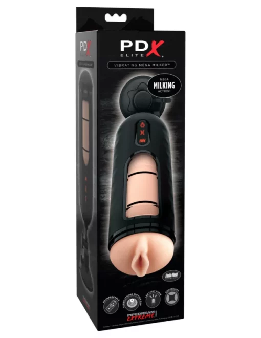 Maszturbátor tapadótalppal Pdx elite vibrátoros mega milker flesh black