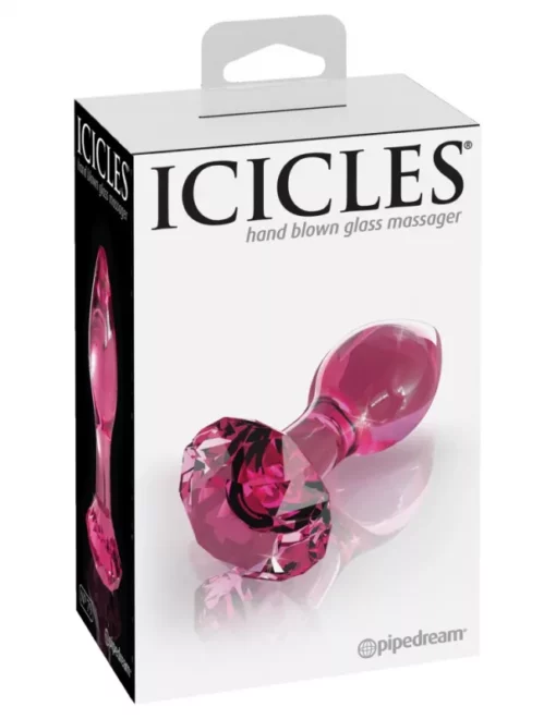Icicles kisméretű anál dildó üvegből, kristályt formázó talprésszel.