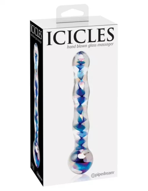 Kétvégű üveg dildó 18 cm Icicles no 8