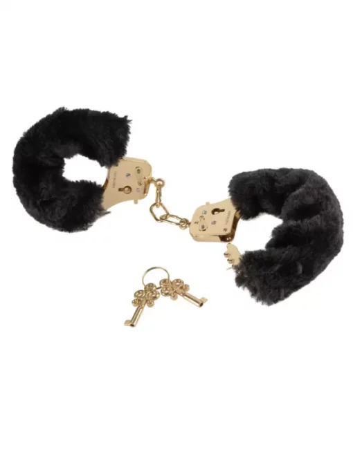 Deluxe furry cuffs gold/black
