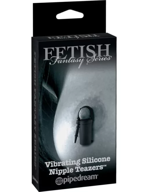Vibrációs mellbimbócsipesz Vibrating Silicone Nipple Teazers Black