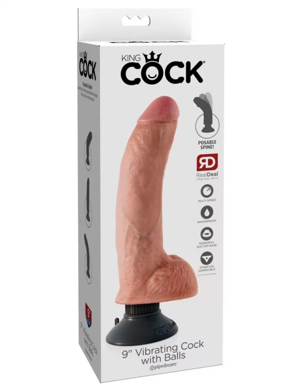 Pipedream king cock 23 cm vibrating cock with balls realisztikus vibrátor