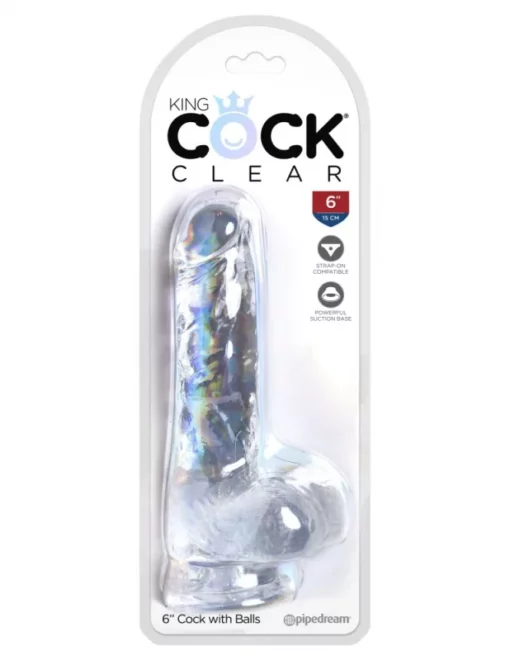King Cock Clear 6" dildó herékkel (15 cm).