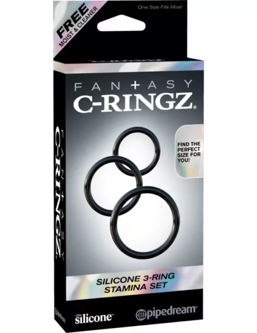Péniszgyűrű szett Silicone 3 ring stamina set black