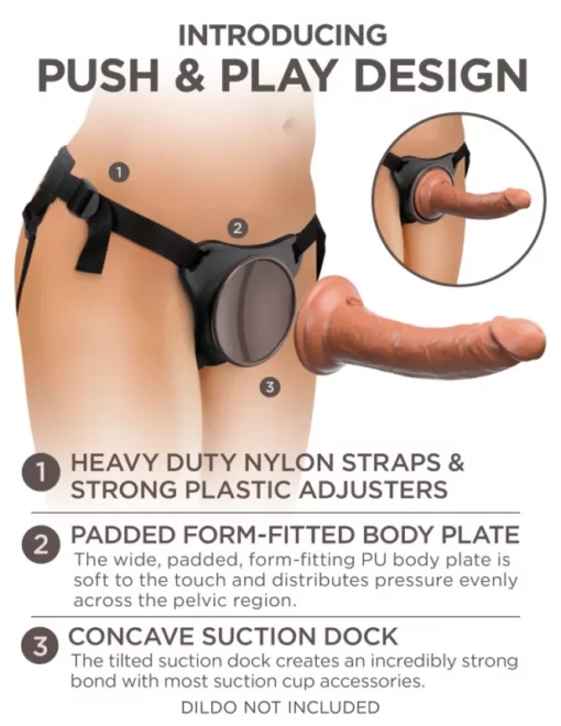 Felcsatolható hám tapadókorongos dildóhoz és vibrátorokhoz Beginner's Body Dock Strap on Harness Black/ Black