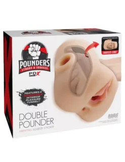 Maszturbátor realisztikus Double pounder vibrating squeeze stroker