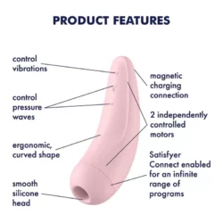 Satisfyer Curvy 2+ léghullámos csiklóizgató, vibrációval (rózsaszín) (APP os)
