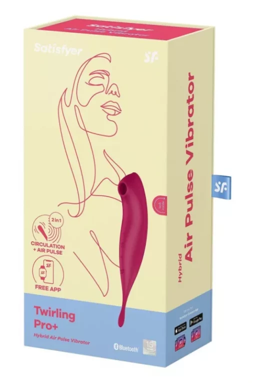 Léghullámos csiklóizgató vibrátor Twirling Pro Connect App dark red