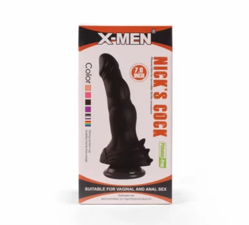 Tapadótalpas X men nick's fekete dildó 17.7 cm