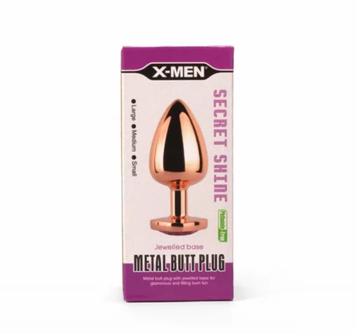 X MEN Secret Shine Metal Butt Plug Rose Gold Heart M