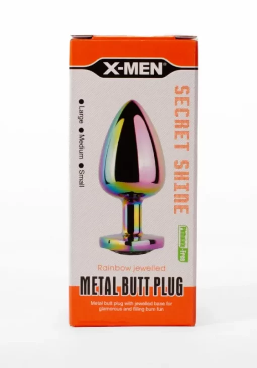 X MEN Secret Shine Metal Butt Plug Rainbowheart M