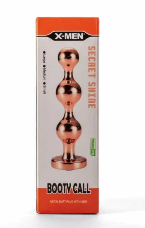 X Men Secret Shine Booty Call Metal Butt Plug with Gem Gold M