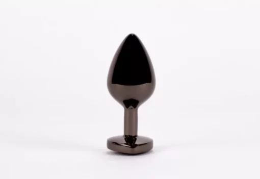 X men fekete, szivecskés, fém análdugó szett fekete secret shine jewelled base metal blug plug set