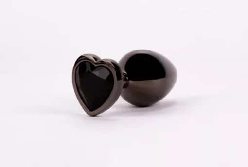 X men fekete, szivecskés, fém análdugó szett fekete secret shine jewelled base metal blug plug set