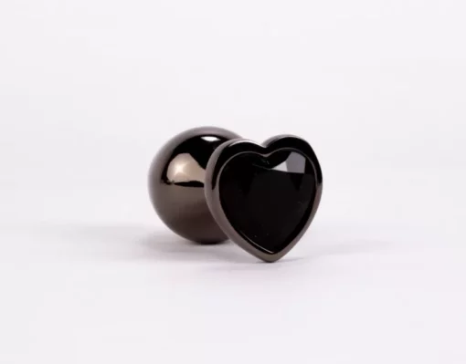 X men fekete, szivecskés, fém análdugó szett fekete secret shine jewelled base metal blug plug set