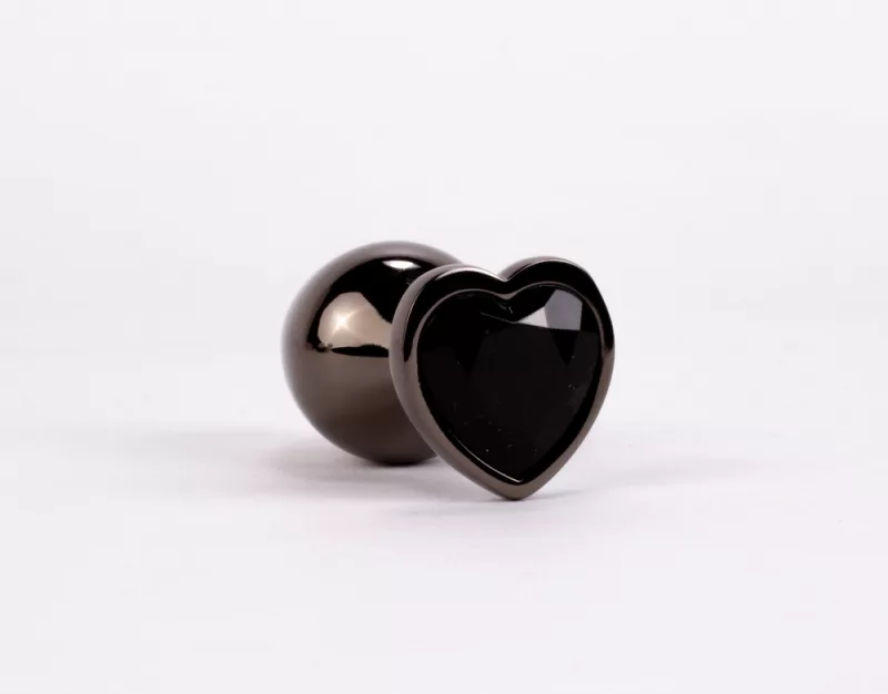 X men fekete, szivecskés, fém análdugó szett fekete secret shine jewelled base metal blug plug set