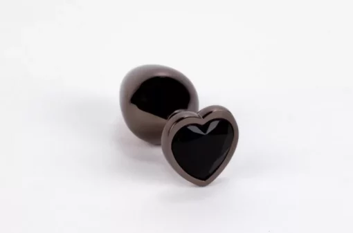 X men fekete, szivecskés, fém análdugó szett fekete secret shine jewelled base metal blug plug set
