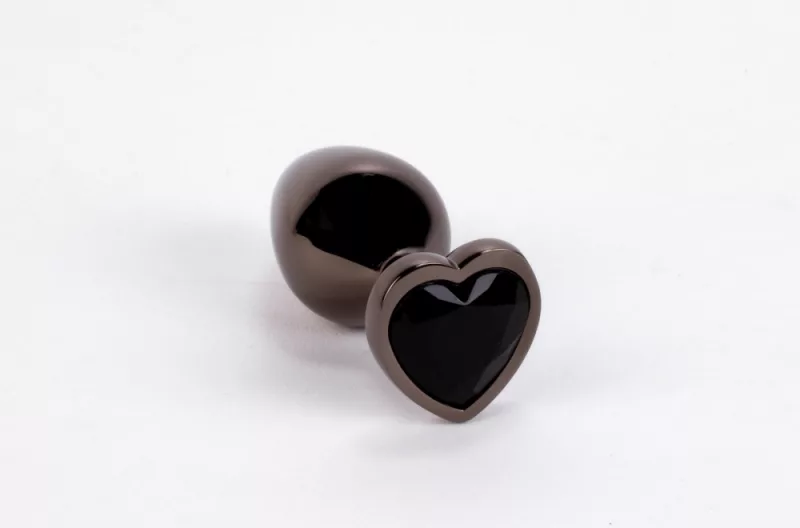 X men fekete, szivecskés, fém análdugó szett fekete secret shine jewelled base metal blug plug set